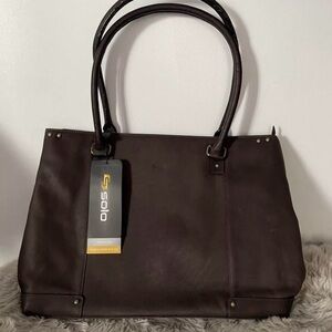 Solo Dark Brown Tote Bag Solo New York - Jay Leather Tote for 15.6" Laptop